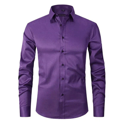 Heren Slim Fit Overhemd Lange Mouwen Borstzak