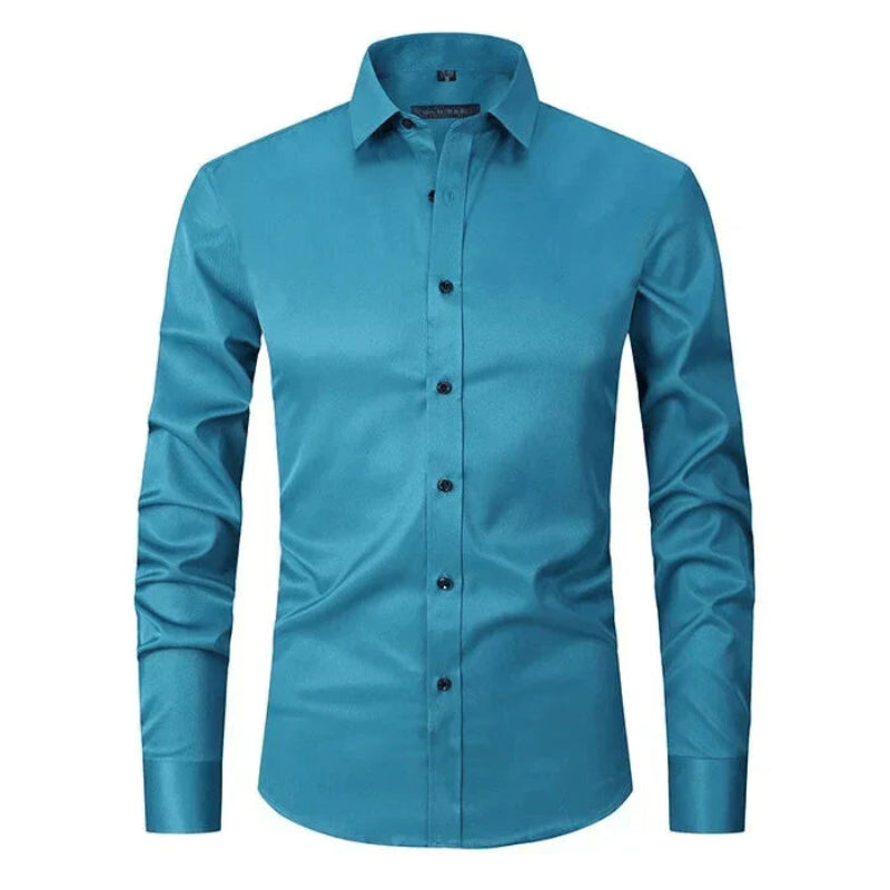 Heren Slim Fit Overhemd Lange Mouwen Borstzak