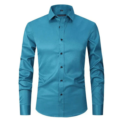 Heren Slim Fit Overhemd Lange Mouwen Borstzak
