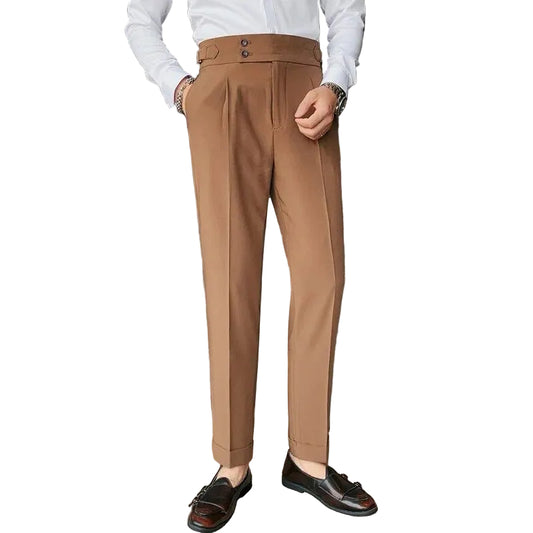 Heren Slim Fit Pantalon Geplooid