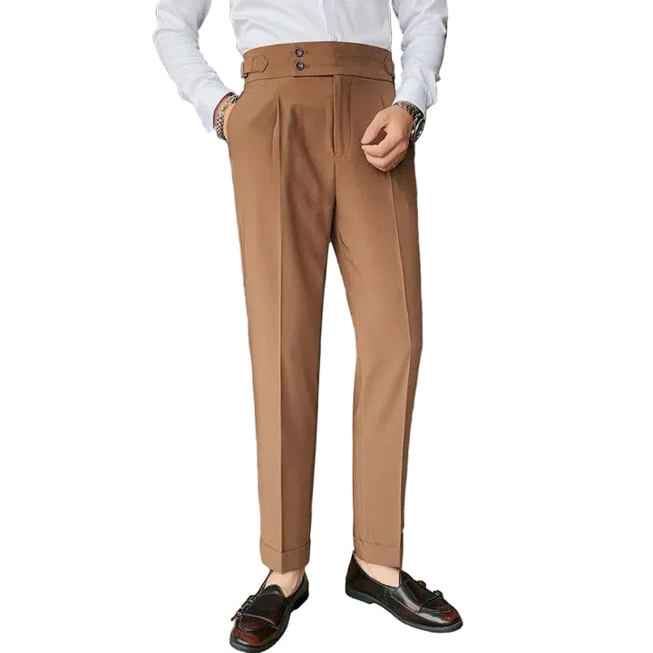 Heren Slim Fit Pantalon Geplooid