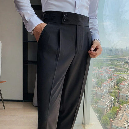 Heren Slim Fit Pantalon Geplooid