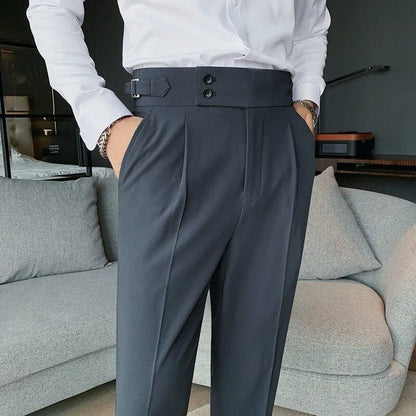 Heren Slim Fit Pantalon Geplooid
