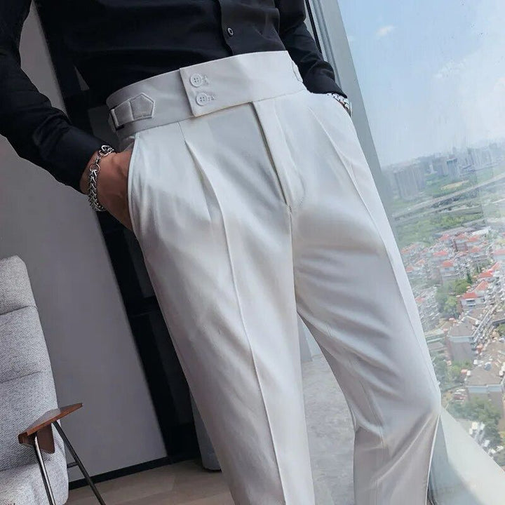 Heren Slim Fit Pantalon Geplooid