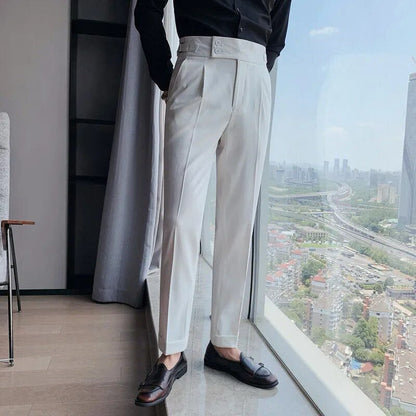 Heren Slim Fit Pantalon Geplooid