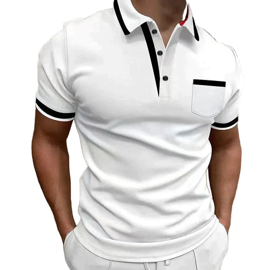 Heren Slim Fit Polo Korte Mouw Borstzak