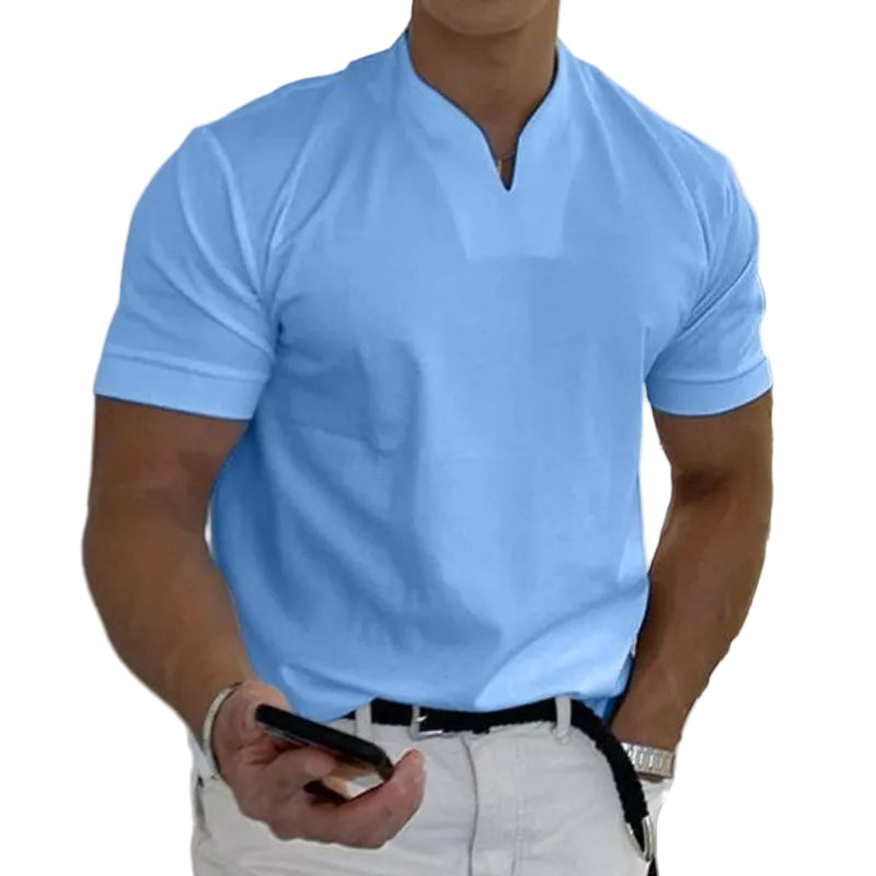 Heren Slim Fit V Hals T Shirt Korte Mouwen