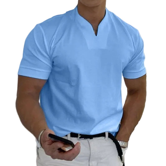 Heren Slim Fit V Hals T Shirt Korte Mouwen