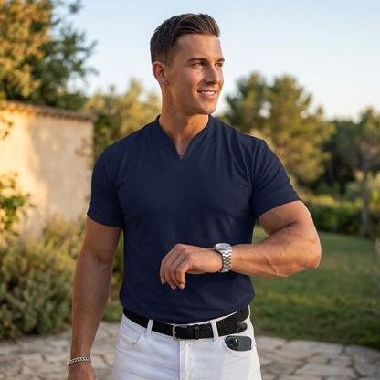 Heren Slim Fit V Hals T Shirt Korte Mouwen Modehuis-Nederland