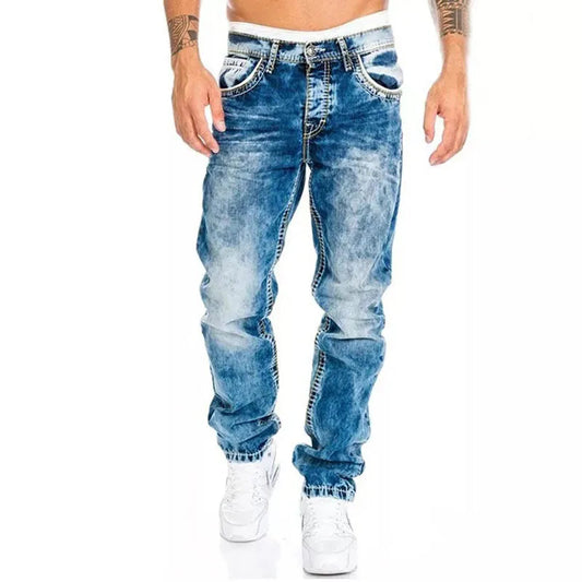 Heren Straight Leg Jeans Spijkerbroek Washed