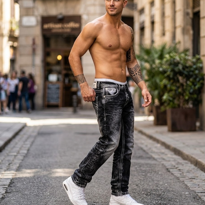 Heren Straight Leg Jeans Spijkerbroek Washed Modehuis-Nederland