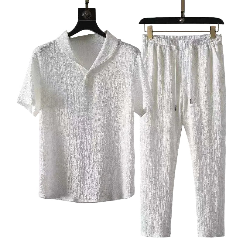 Heren Zomer Set Overhemd Korte Mouw Broek