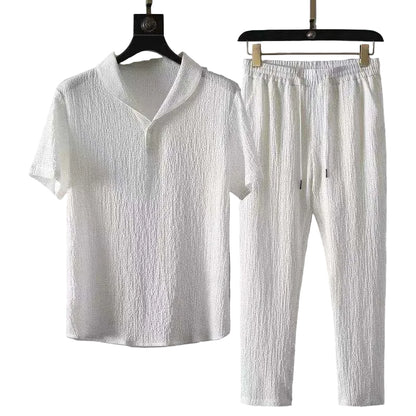 Heren Zomer Set Overhemd Korte Mouw Broek
