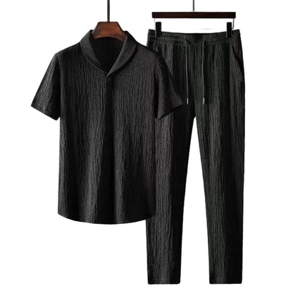 Heren Zomer Set Overhemd Korte Mouw Broek