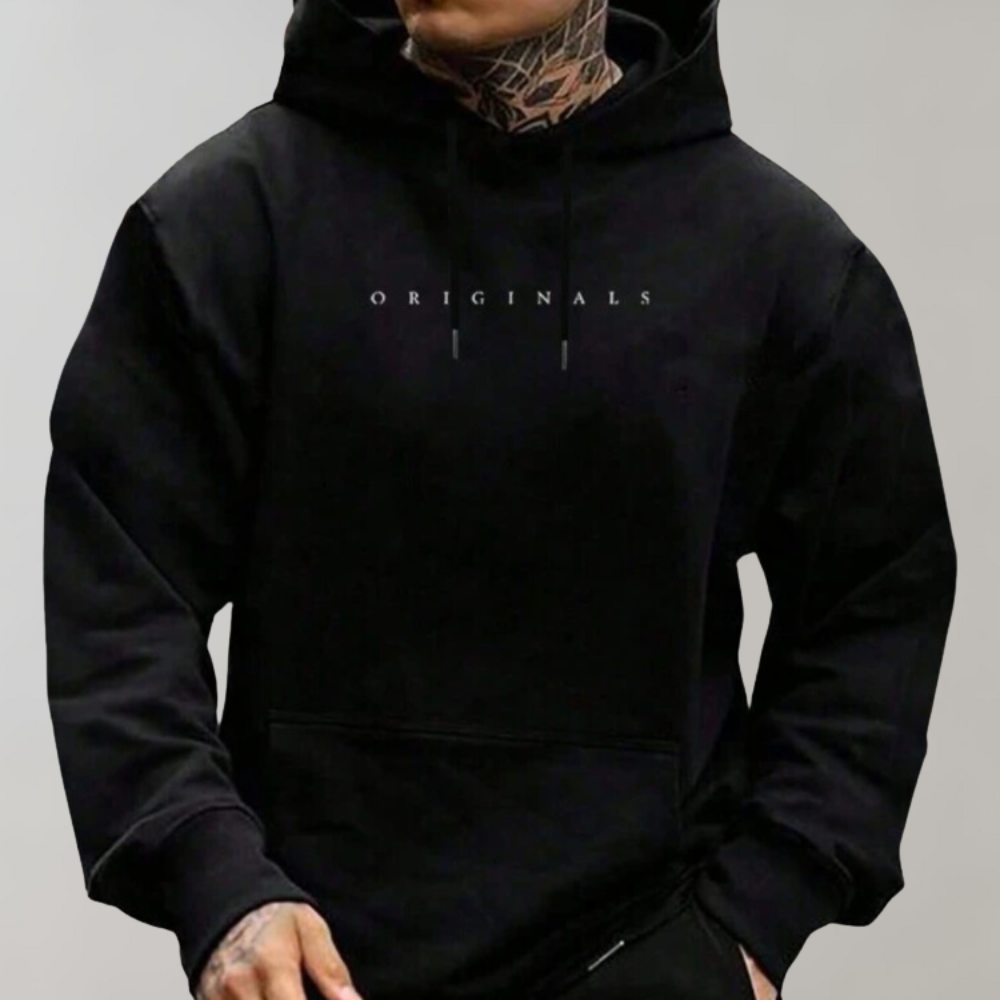 Heren Hoodie Met Tekstprint En Ontspannen Pasvorm in Zwart