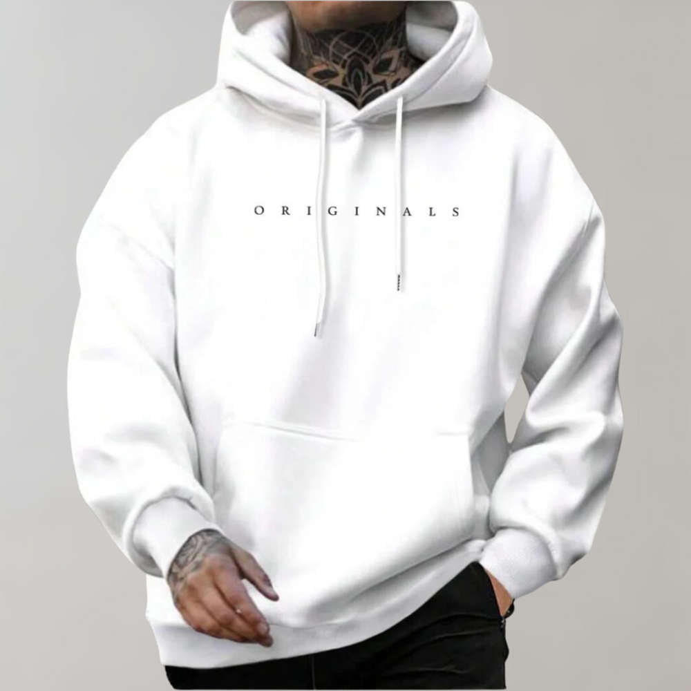 Heren Hoodie Met Tekstprint En Ontspannen Pasvorm in Wit