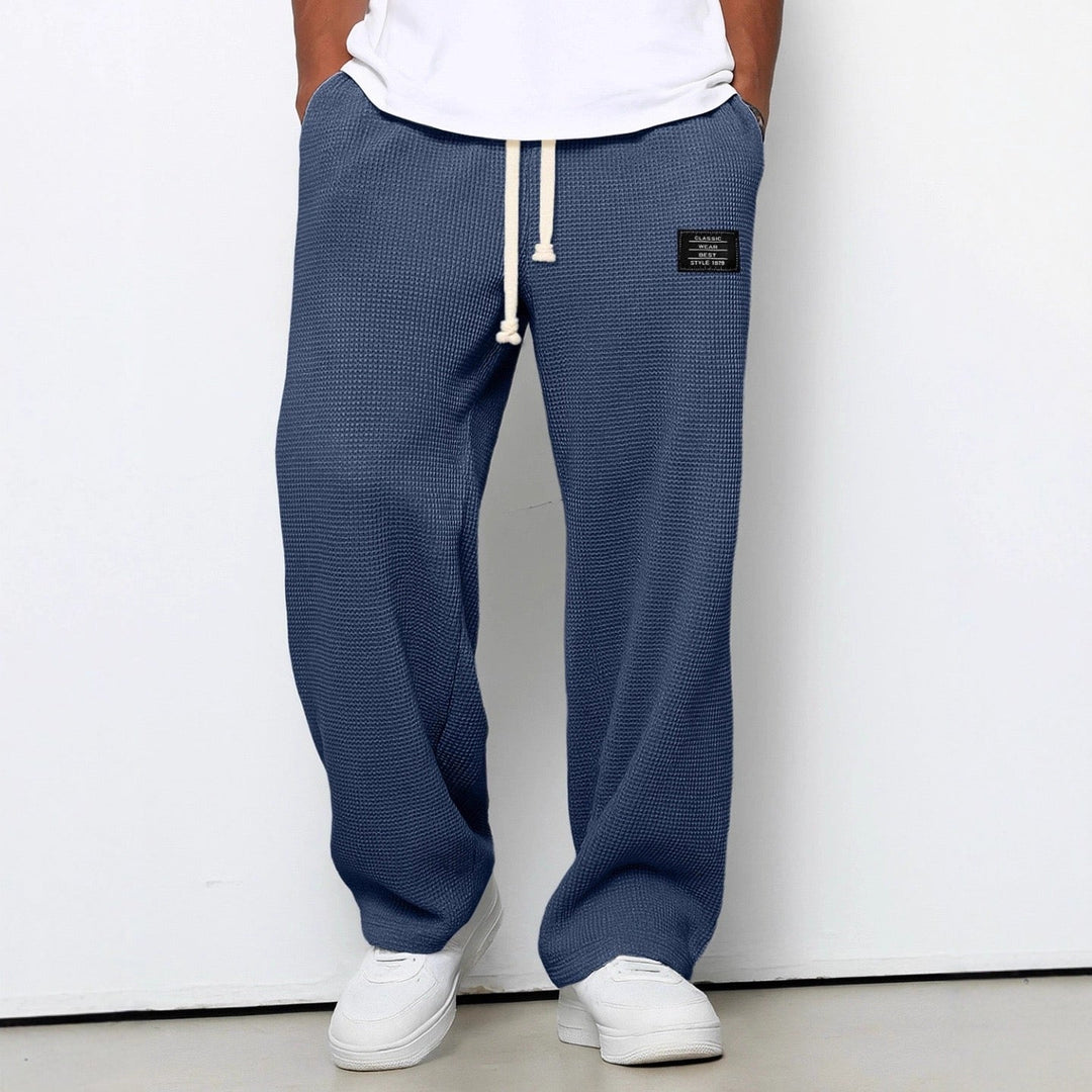 Wijde herenbroek met trekkoord in blauw