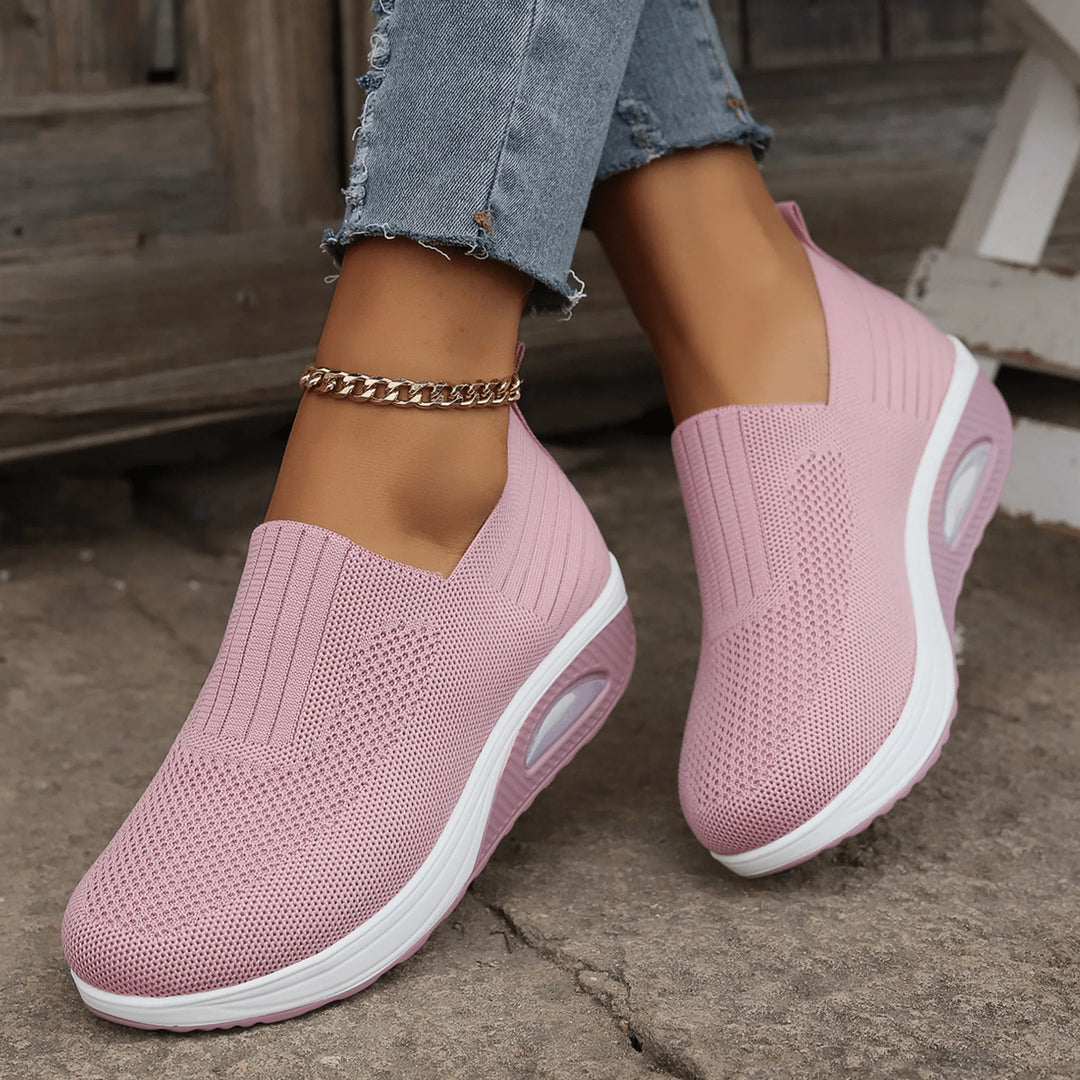 Dames Instapsneakers Met Ademend Bovenwerk in Roze