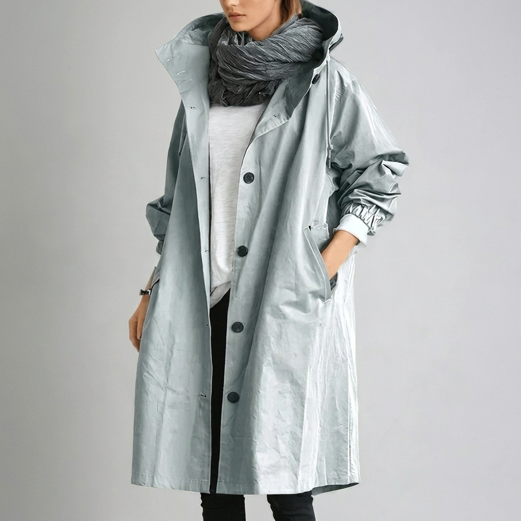 Dames Waterdichte Jas Met Lichtgewicht Pasvorm in Blauw