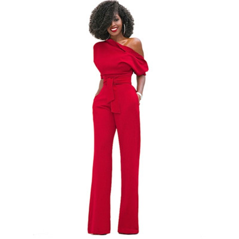 Dames Jumpsuit Met Lange Pijpen In Zwart detailfoto 1