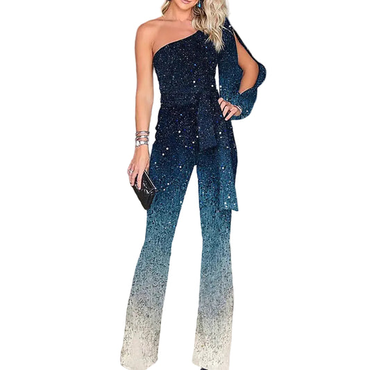 Fayenne - One Shoulder Retro Disco Jumpsuit Modehuis-Nederland