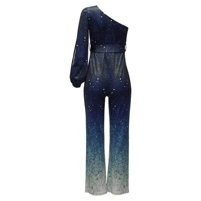 Fayenne - One Shoulder Retro Disco Jumpsuit Modehuis-Nederland