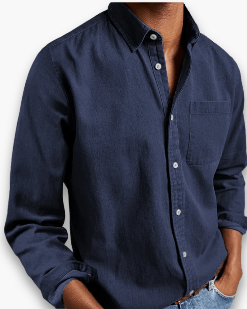 Casual herenoverhemd met borstzak in marineblauw