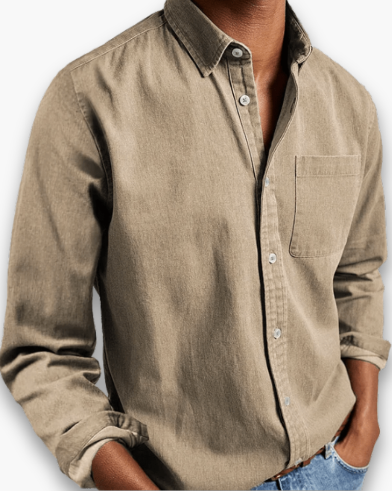 Casual herenoverhemd met borstzak in khaki