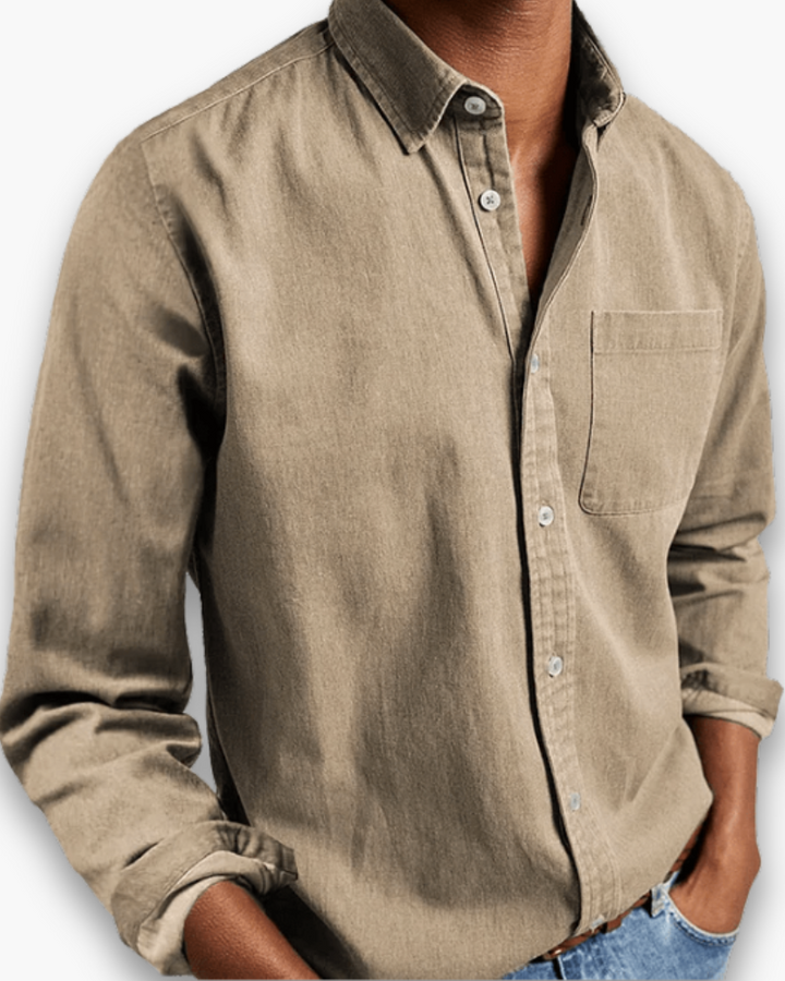 Casual herenoverhemd met borstzak in khaki