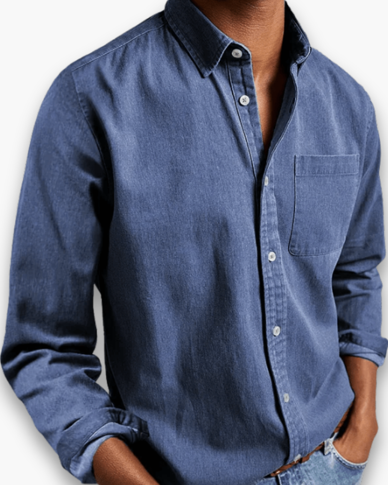 Casual herenoverhemd met borstzak in blauw