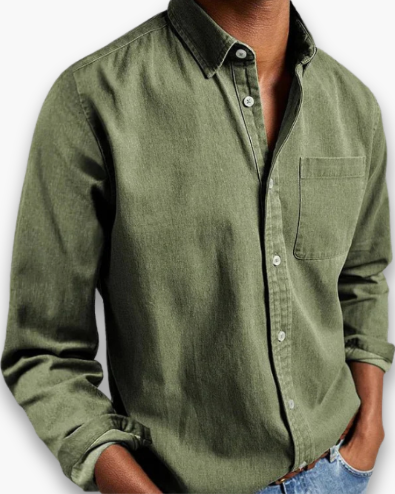 Casual herenoverhemd met borstzak in groen