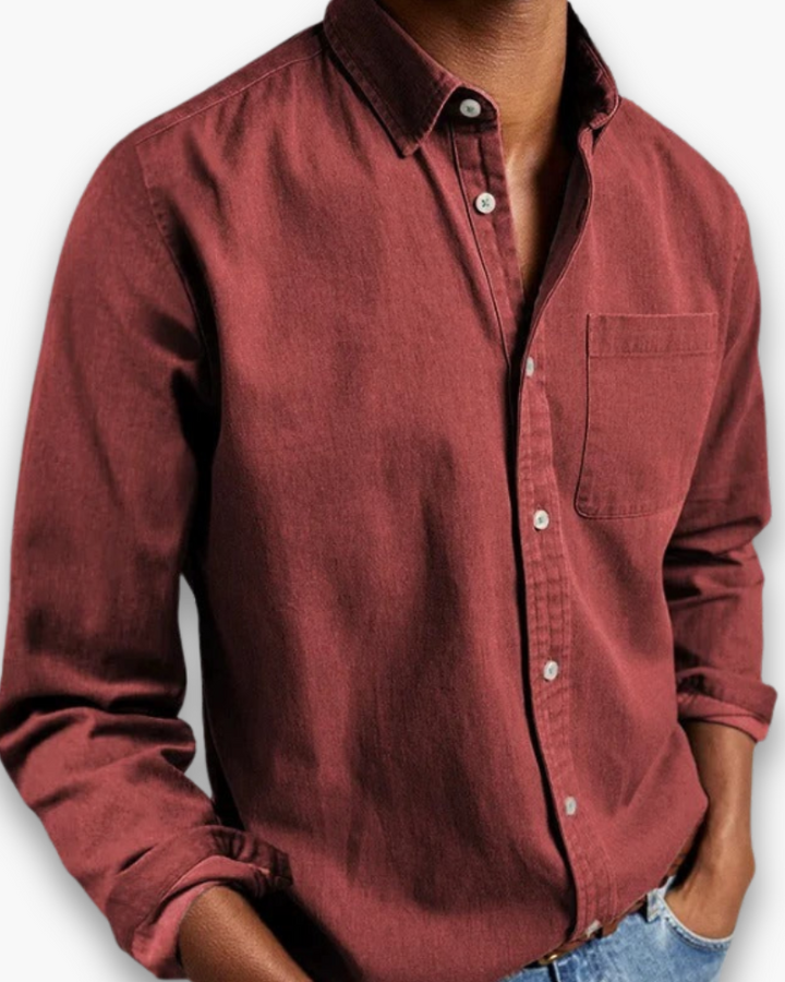 Casual herenoverhemd met borstzak in rood