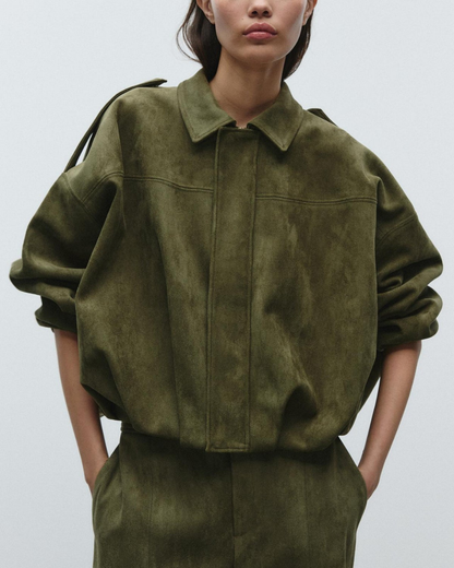 Korte oversized damesjas met verlaagde schouders