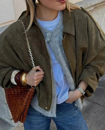 Korte oversized damesjas met verlaagde schouders