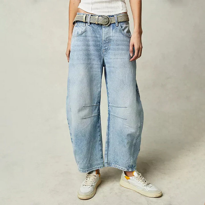 Dames baggy broek met losse pijpen en zachte stof 6