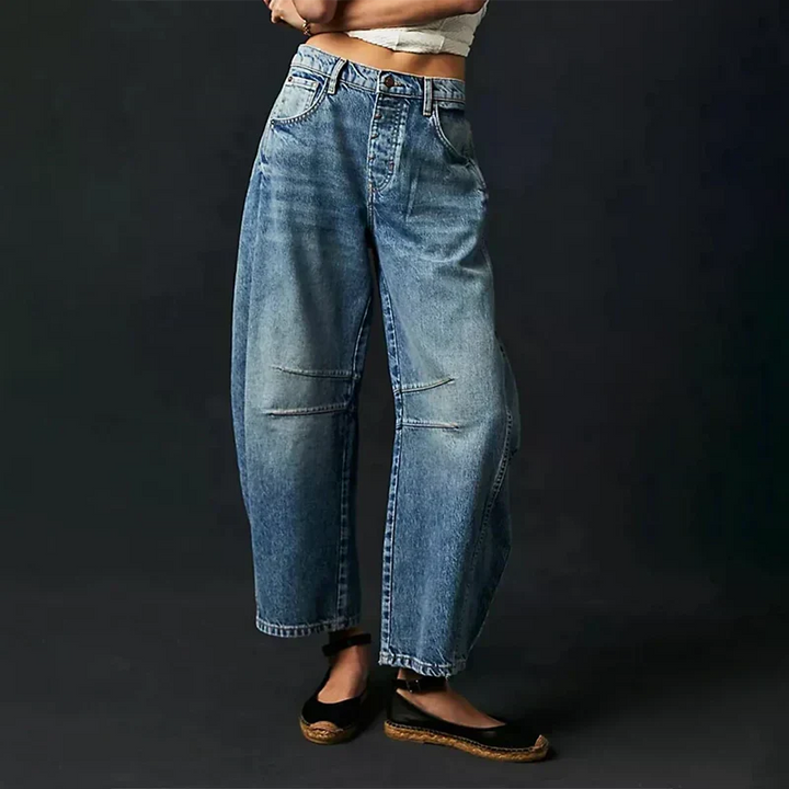 Dames baggy broek met losse pijpen en zachte stof 7
