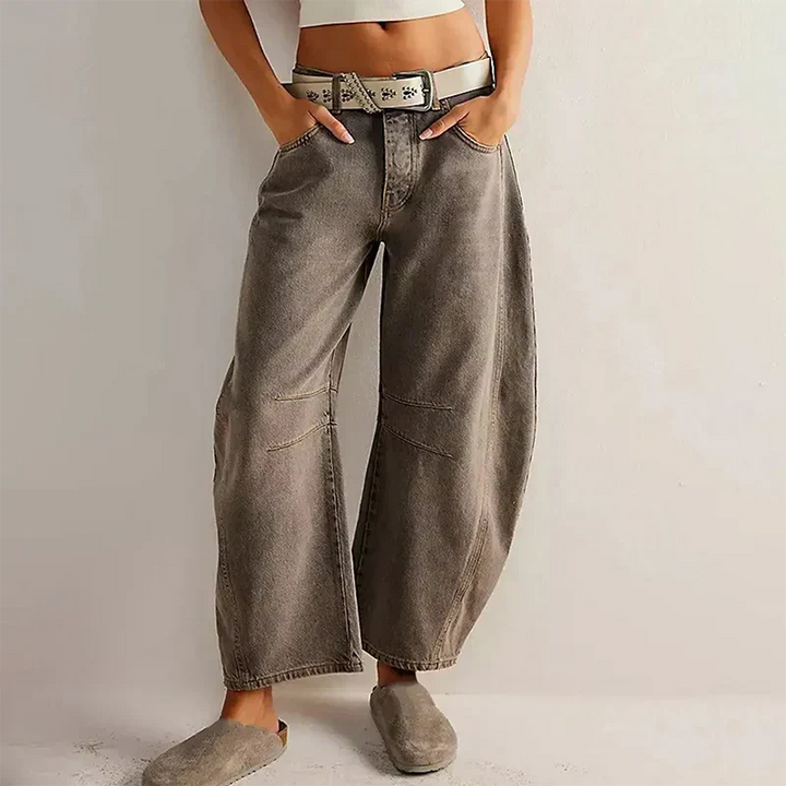 Dames baggy broek met losse pijpen en zachte stof 3