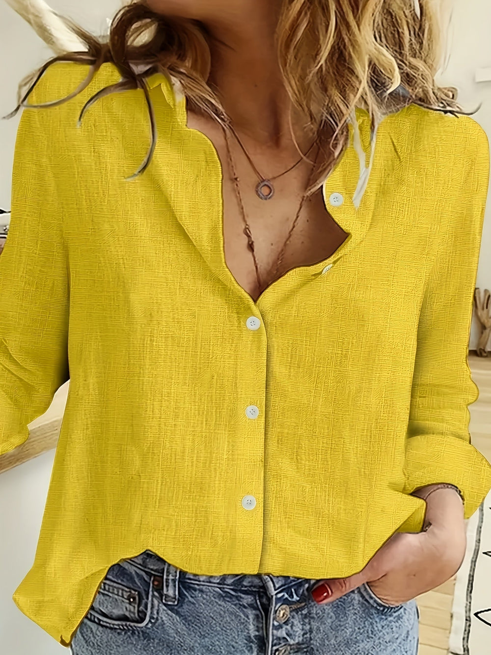 Dames blouse met kraag en knoopsluiting - afbeelding 2