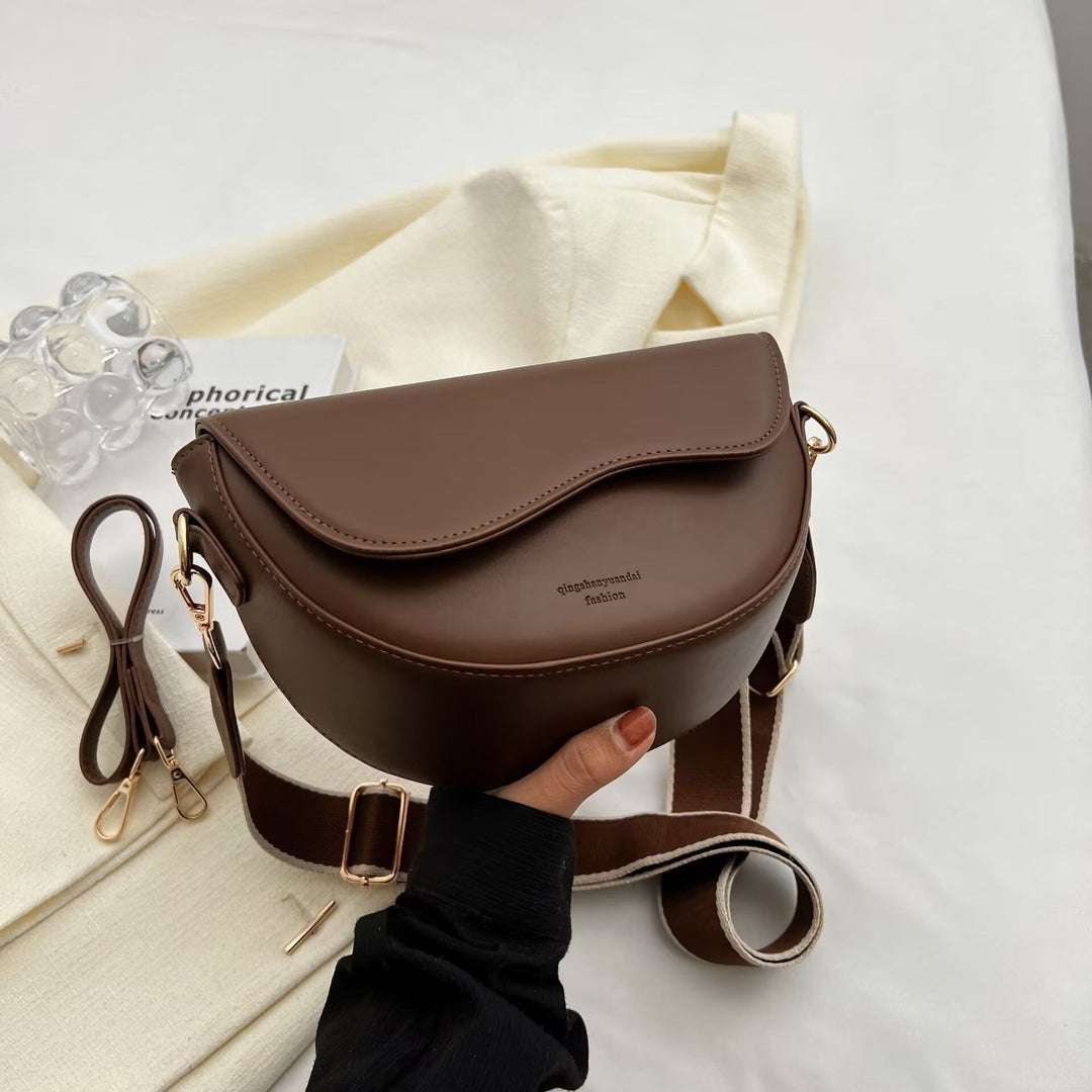 Dames Crossbody Tas Met Veganleer Look En Magneetsluiting in Bruin