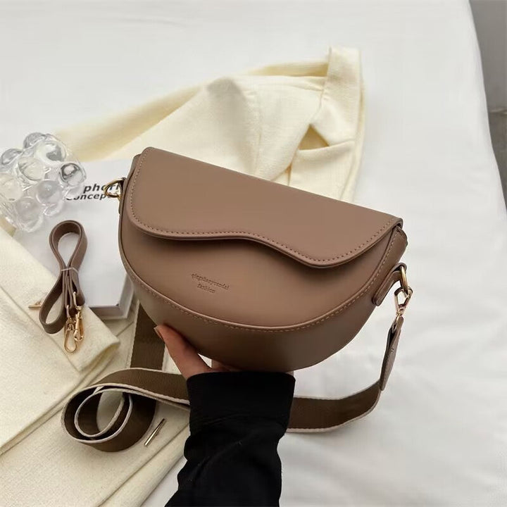 Dames Crossbody Tas Met Veganleer Look En Magneetsluiting in Beige