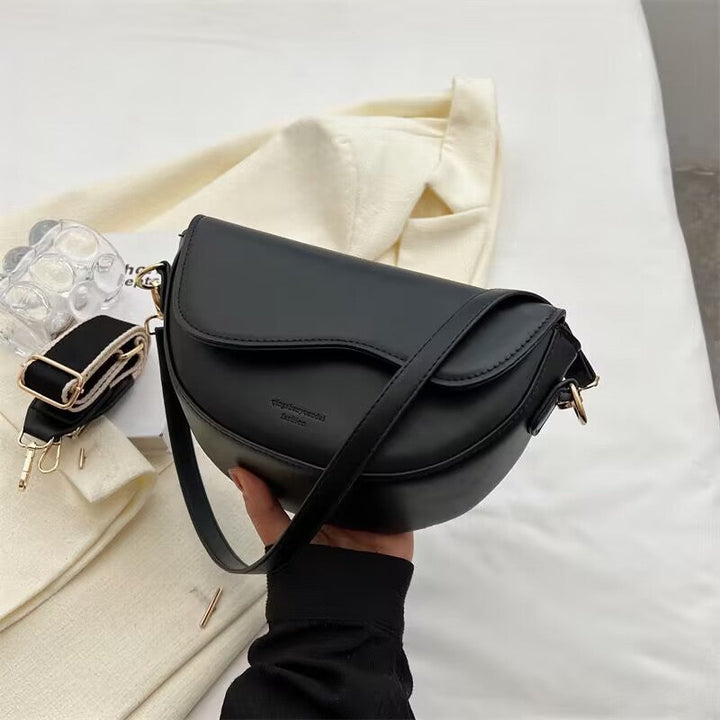 Dames Crossbody Tas Met Veganleer Look En Magneetsluiting in Zwart