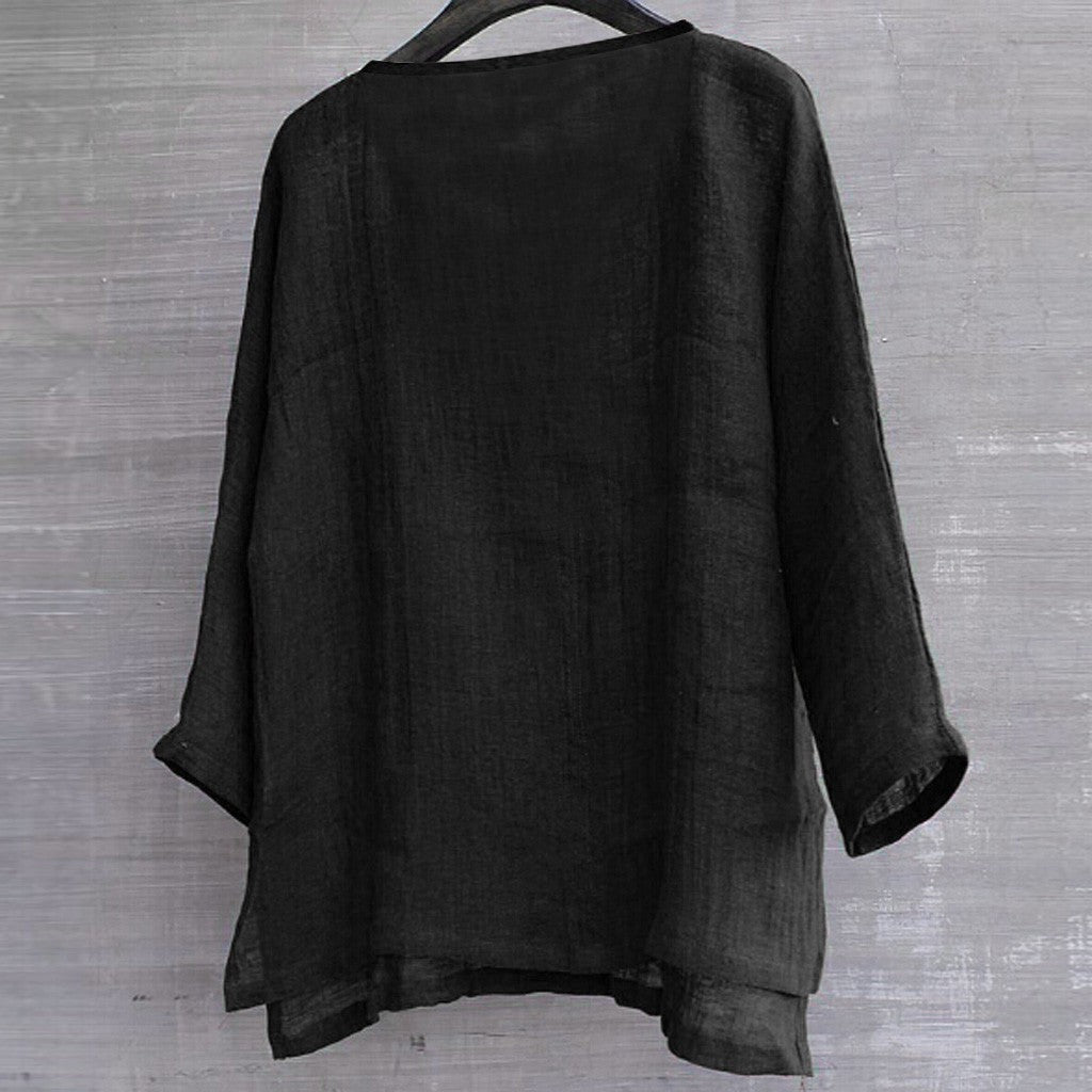 Dames linnenlook blouse met relaxte pasvorm 7