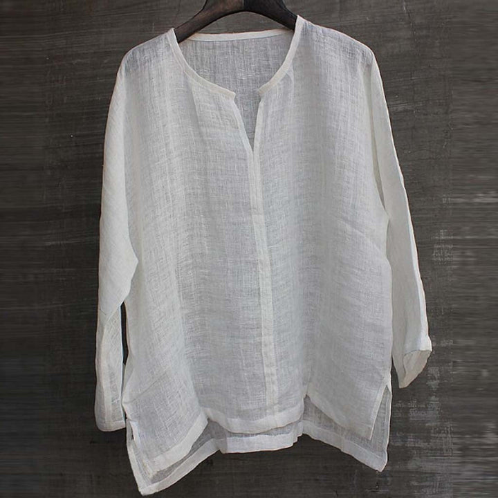 Dames linnenlook blouse met relaxte pasvorm 9