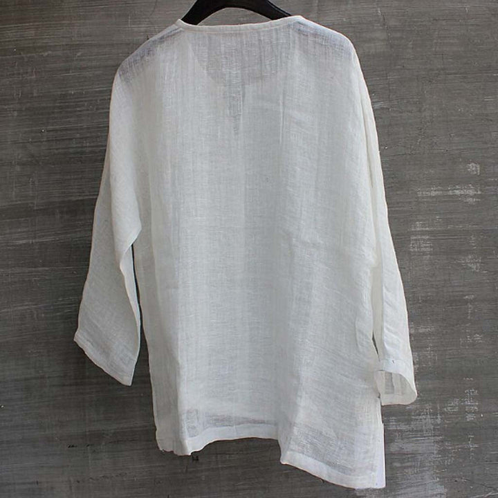 Dames linnenlook blouse met relaxte pasvorm 10
