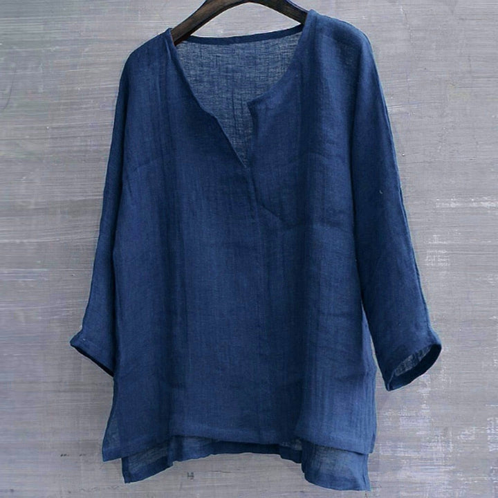 Dames linnenlook blouse met relaxte pasvorm 11