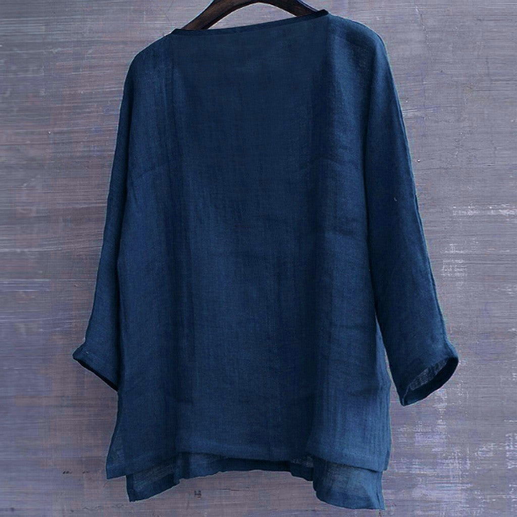 Dames linnenlook blouse met relaxte pasvorm 12