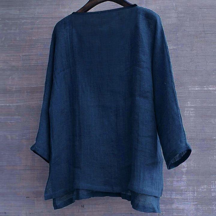 Dames linnenlook blouse met relaxte pasvorm 12