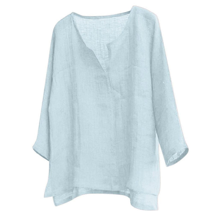 Dames linnenlook blouse met relaxte pasvorm 4