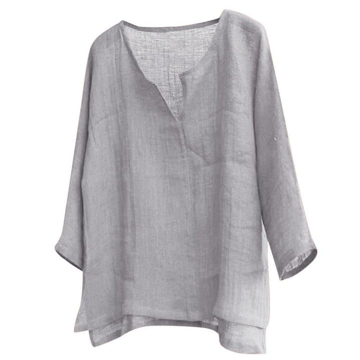 Dames linnenlook blouse met relaxte pasvorm 5