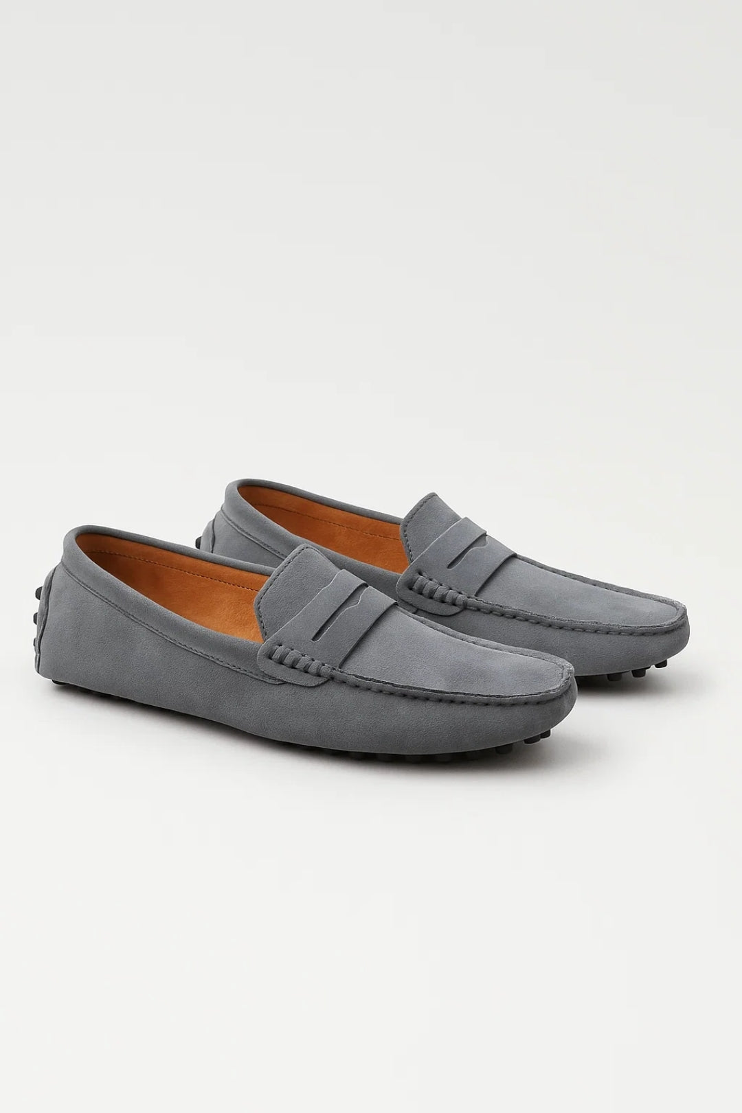 Heren Suèdelook Mocassin Loafers Met Pennystrip En Noppenzool in Grijs
